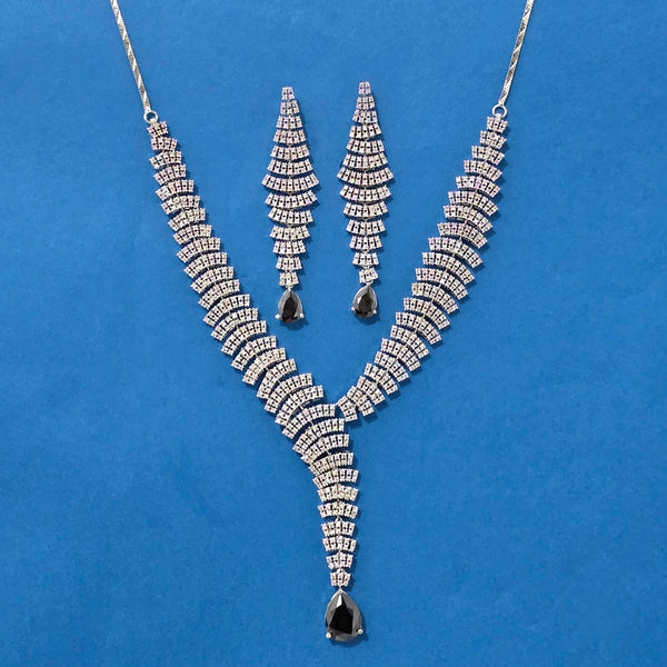 440169 Cubic Zirconia Classic Necklace With Rhodium Plating