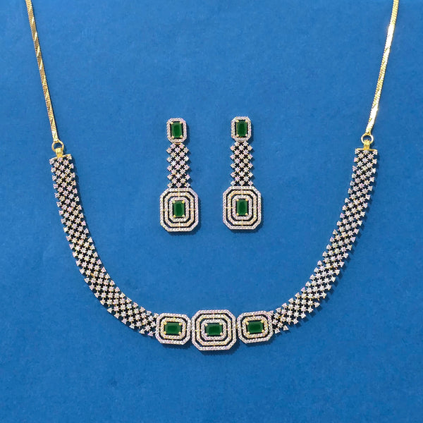 440172 Cubic Zirconia Classic Necklace With 2 Tone Plating