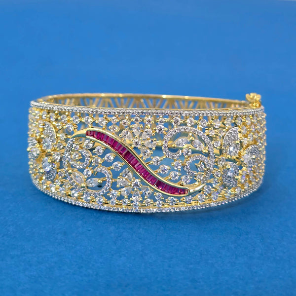 440175 Cubic Zirconia Openable Kada With 2 Tone Plating