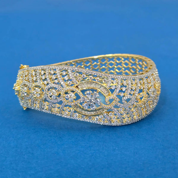 440177 Cubic Zirconia Openable Kada With Rhodium 2 Tone Plating