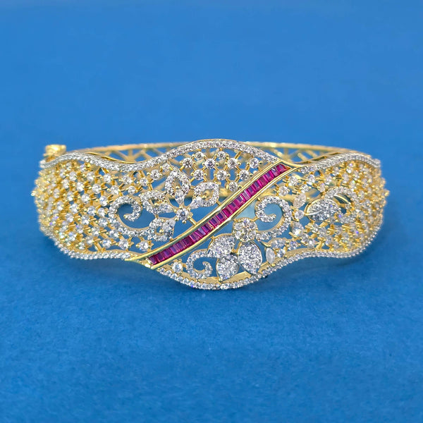 440178 Cubic Zirconia Classic Kada With 2 Tone Plating