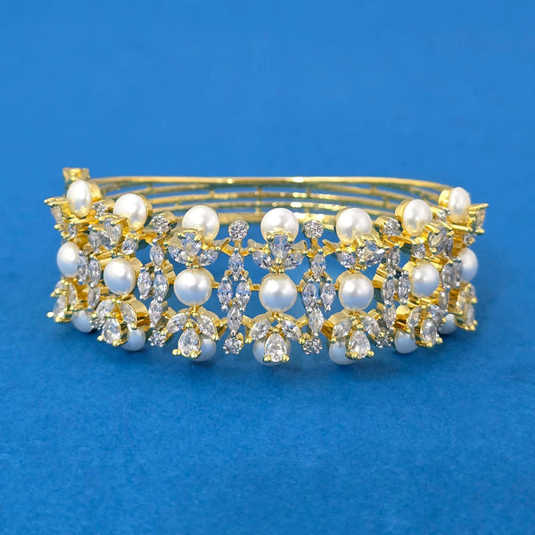 440180 Cubic Zirconia Moti Kada With Mehndi 2 Tone Rhodium Plating