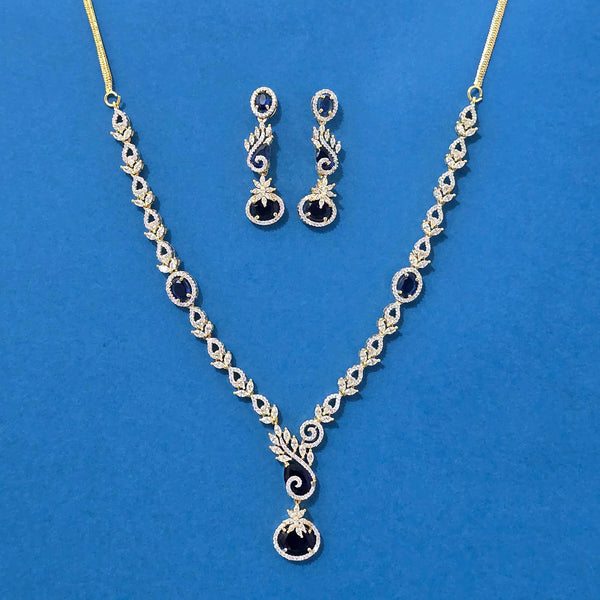 440193 Cubic Zirconia Delicate Necklace With 2 Tone Plating