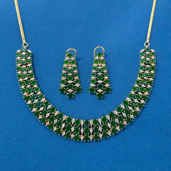 440194 Cubic Zirconia Classic Necklace With Gold Plating