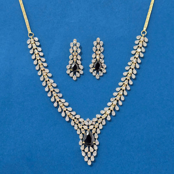 440196 Cubic Zirconia Classic Necklace With 2 Tone Plating