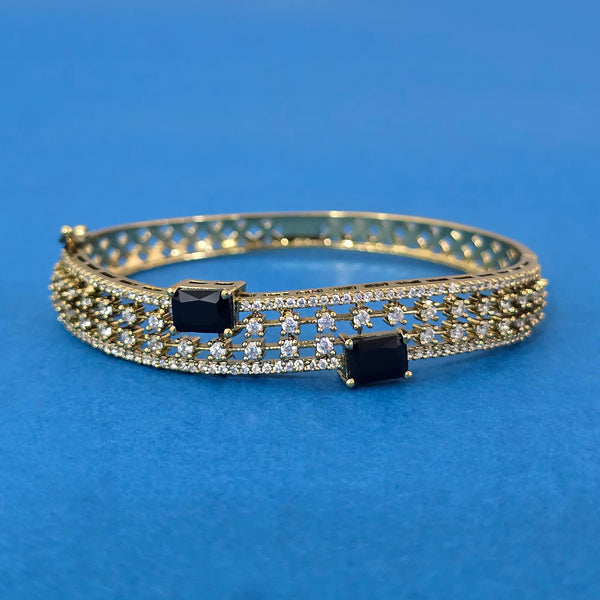 440204 Cubic Zirconia Openable Kada With Mehndi Plating