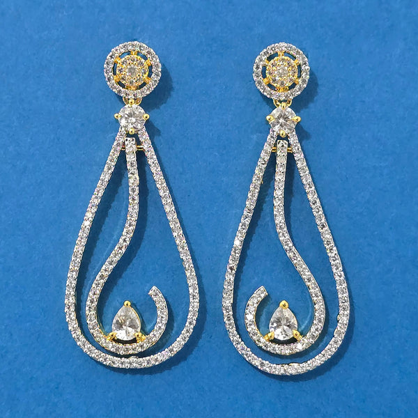 440220 American Diamond Classic Earring With Carat 2 Tone Rhodium Plating