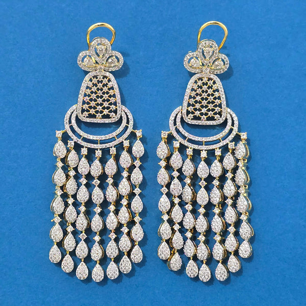 440223 Cz Classic Earring With Carat 2 Tone Rhodium Plating