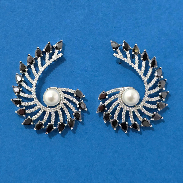 440227 Cz Moti Earring With Rhodium Plating