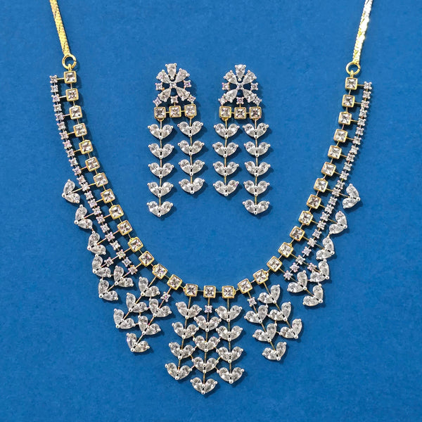 440238 Cz Classic Necklace Set With 2 Tone Plating