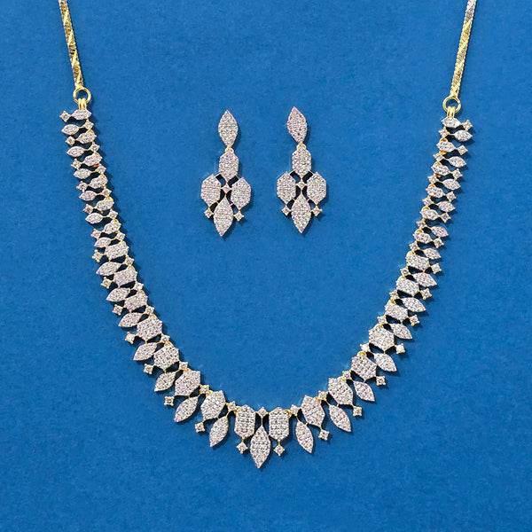 440242 Cz Classic Necklace Set With 2 Tone Plating