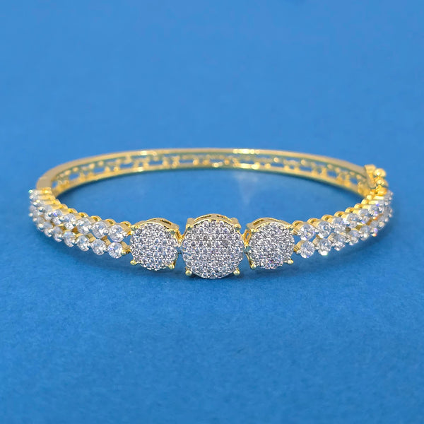 440248 American Diamond Delicate Kada With Carat 2 Tone Rhodium Plating