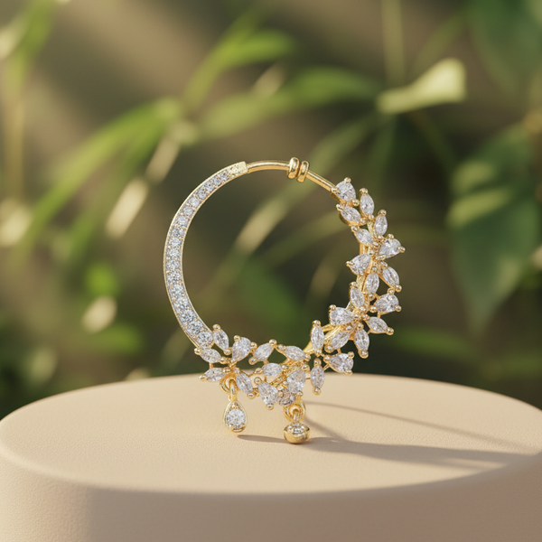 440250 American Diamond Classic Nose Ring With Gold 2 Tone Rhodium Plating