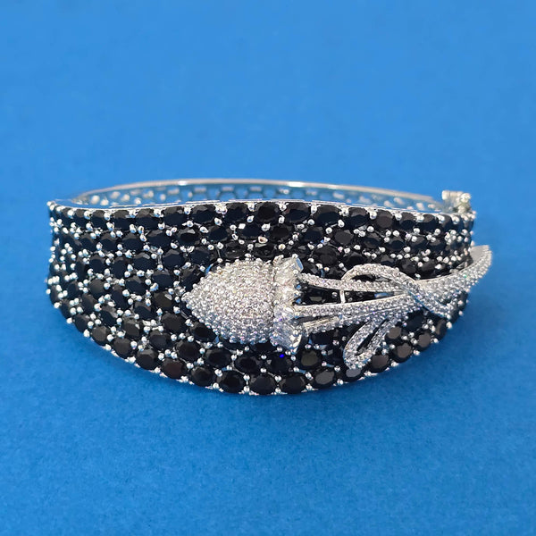 440252 Cz Openable Kada With Rhodium Plating