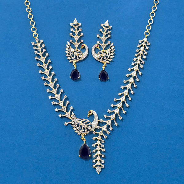 440257 Cz Classic Necklace Set With 2 Tone Plating