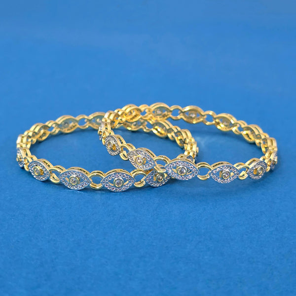 440265 American Diamond Classic Bangles With 2 Tone Plating