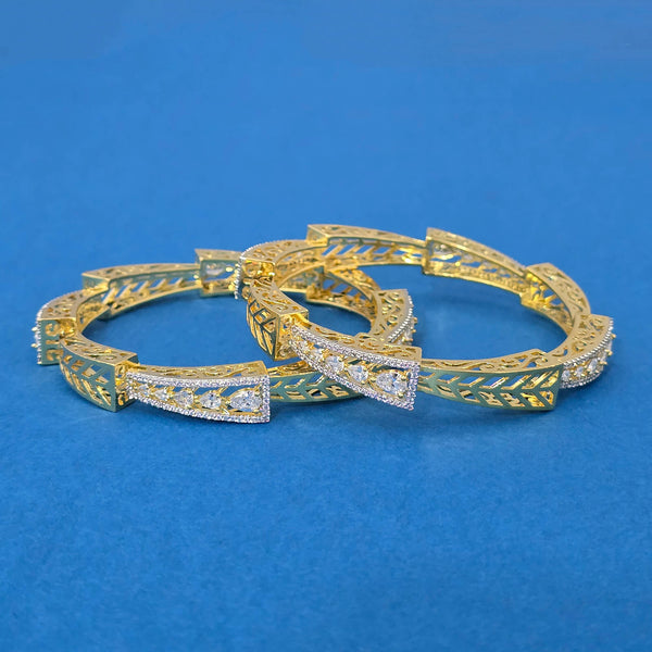 440266 American Diamond Classic Bangles With 2 Tone Plating
