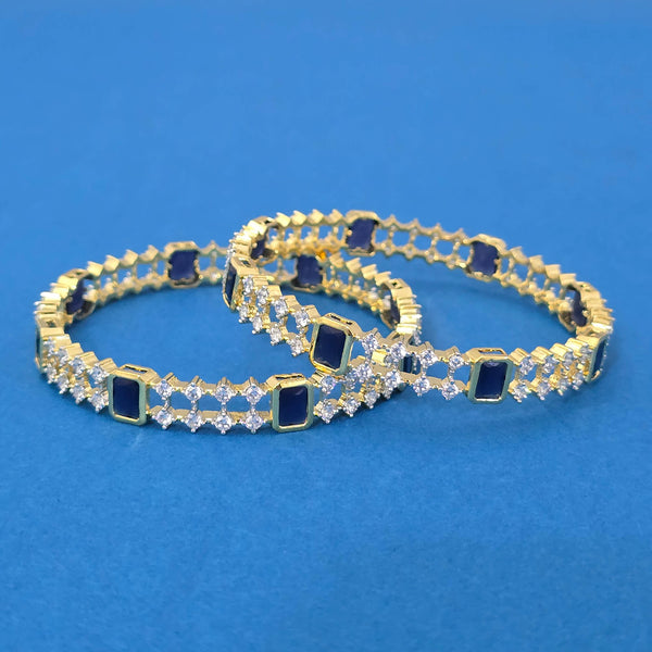 440267 American Diamond Classic Bangles With 2 Tone Plating