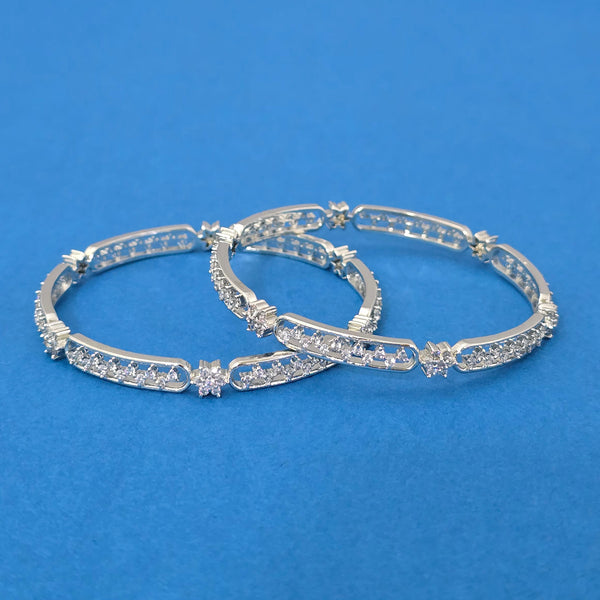 440304 American Diamond Classic Bangles With Rhodium Plating