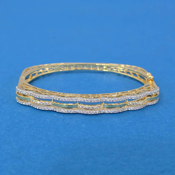 440310 Cz Openable Kada With 2 Tone Rhodium Plating