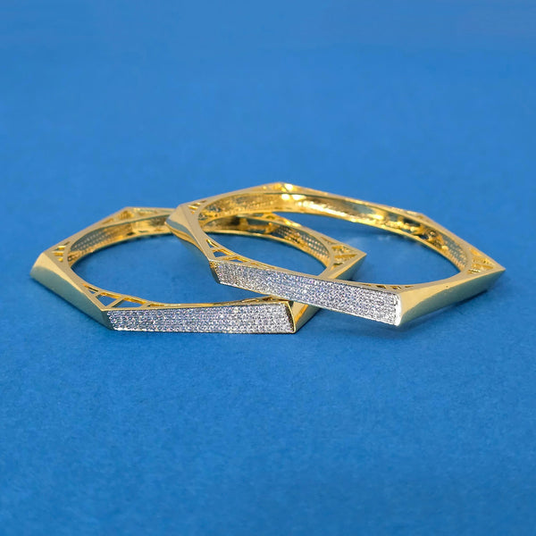 440328 American Diamond Classic Bangles With 2 Tone Plating