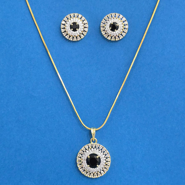 440367 Cz Classic Pendant Set With 2 Tone Plating