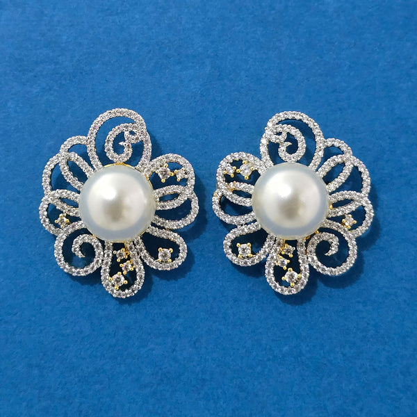 440377 American Diamond Tops With Mehndi 2 Tone Rhodium Plating