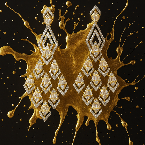 440378 Cz Classic Earring With Mehndi 2 Tone Rhodium Plating