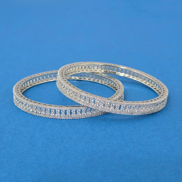 440385 American Diamond Classic Bangles With Rhodium Plating