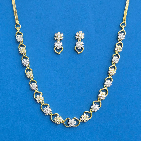 440395 Cz Classic Necklace Set With 2 Tone Rhodium Plating