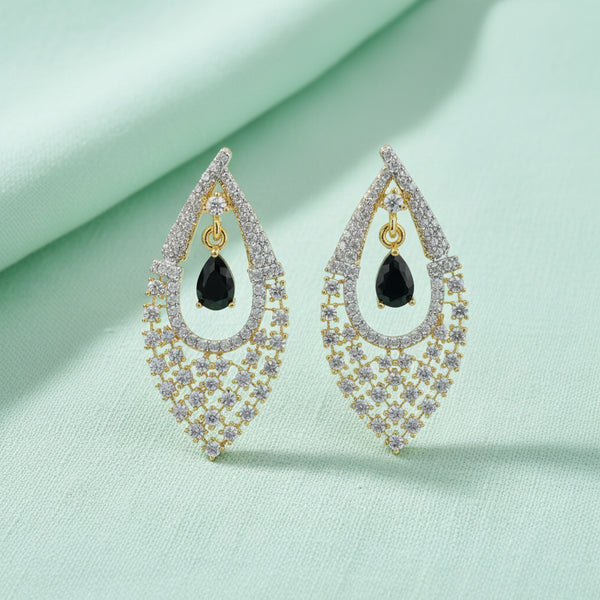 440438 Cubic Zirconia Delicate Earring With 2 Tone Plating