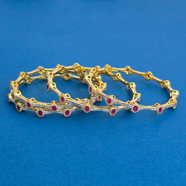 440450 Cz Classic Bangles With 2 Tone Plating