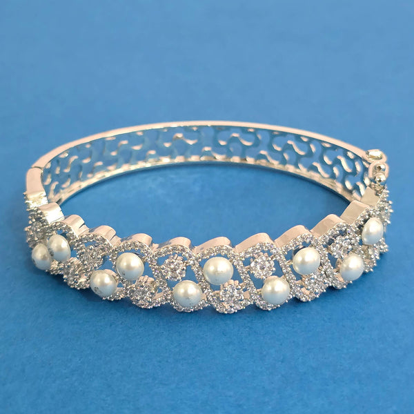 440503 Cz Openable Kada With 2 Tone Rhodium Plating