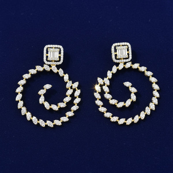 440508 Cubic Zirconia Classic Earring With 2 Tone Rhodium Plating