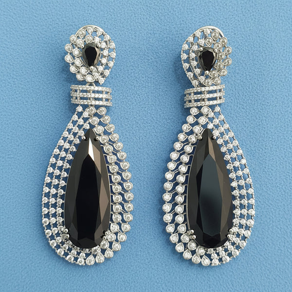 440549 Cubic Zirconia Classic Earring With Rhodium Plating