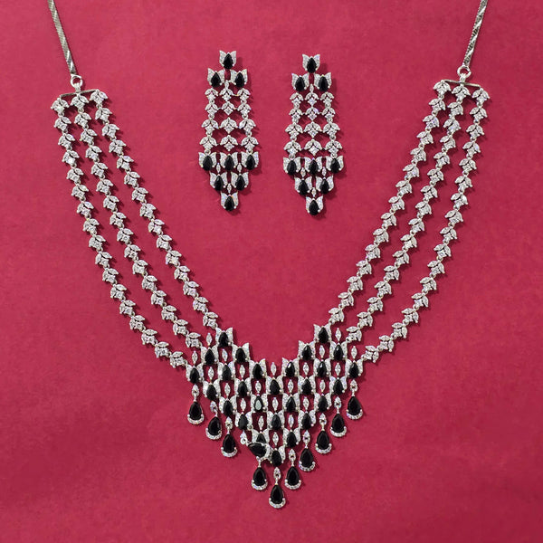 440559 Cz Classic Necklace Set With Rhodium Plating