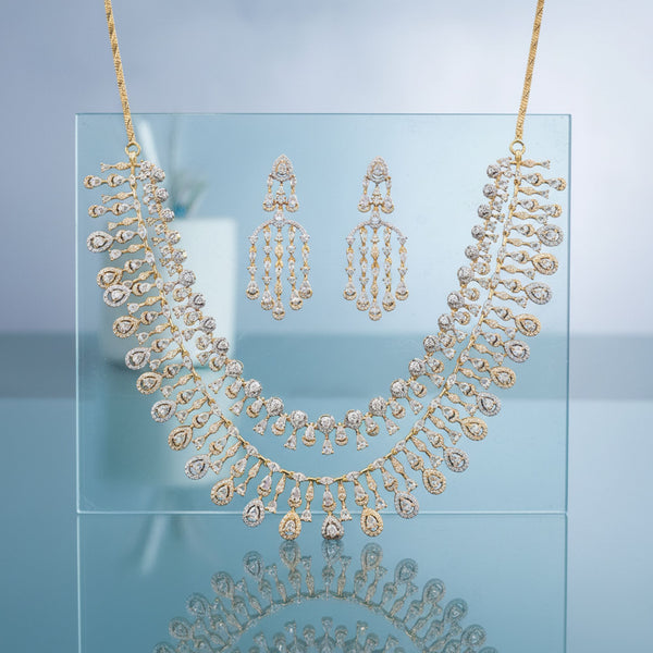 440562 Cz Classic Necklace With 2 Tone Plating