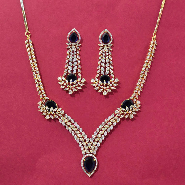 440565 Cz Classic Necklace Set With 2 Tone Plating