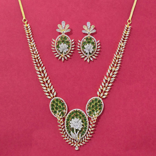 440567 Cz Classic Necklace Set With 2 Tone Plating