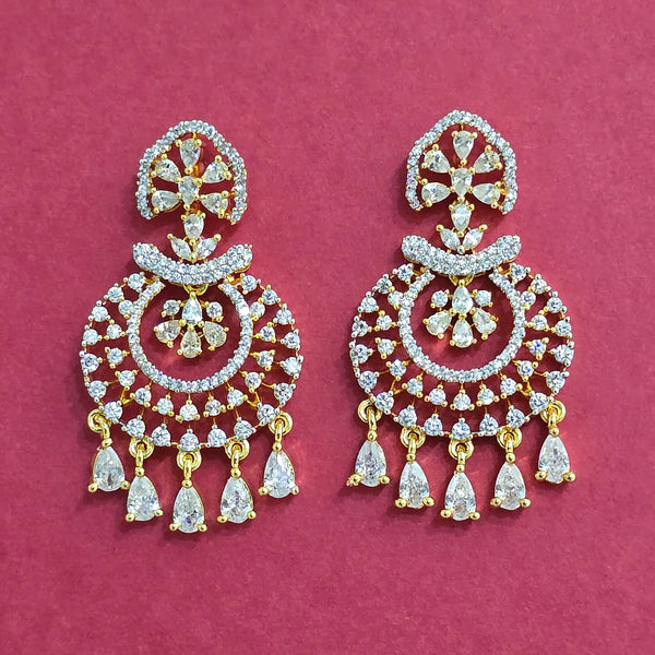 440589 Cubic Zirconia Delicate Earring With 2 Tone Mehndi Rhodium Plating