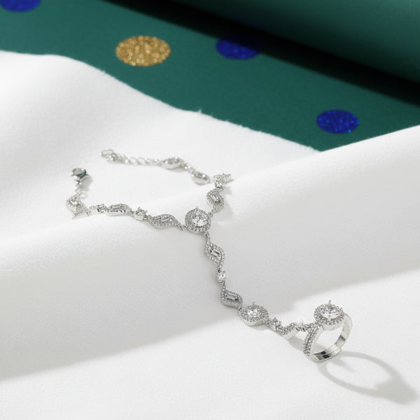 440598 Cubic Zirconia Classic Hath Pan With 2 Tone Rhodium Plating