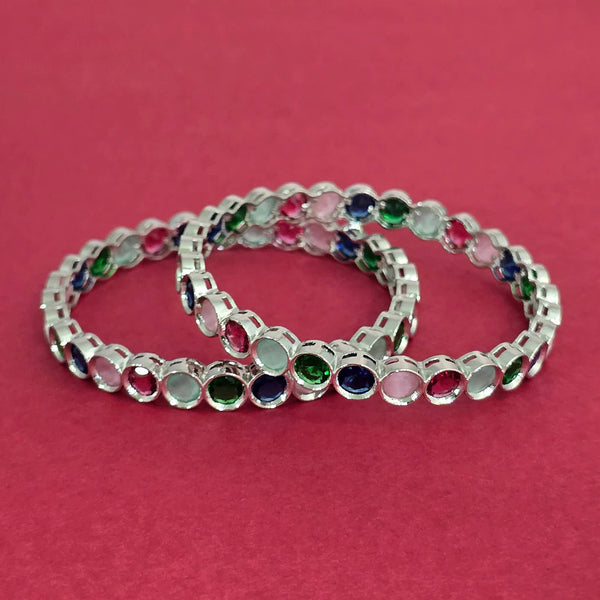 440601 Cubic Zirconia Classic Bangles With Rhodium Plating