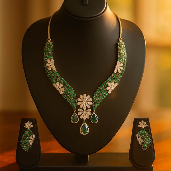 440649 Cubic Zirconia Classic Necklace With 2 Tone Plating