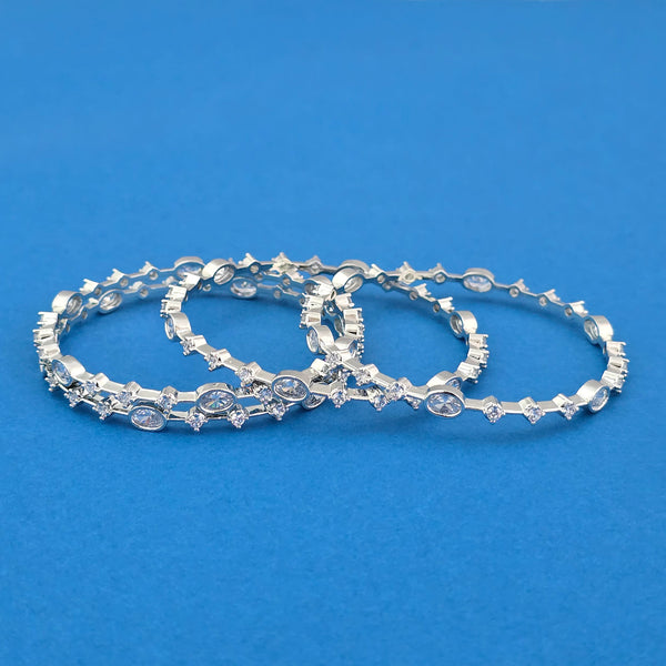 440682 Cubic Zirconia Classic Bangles With Rhodium Plating
