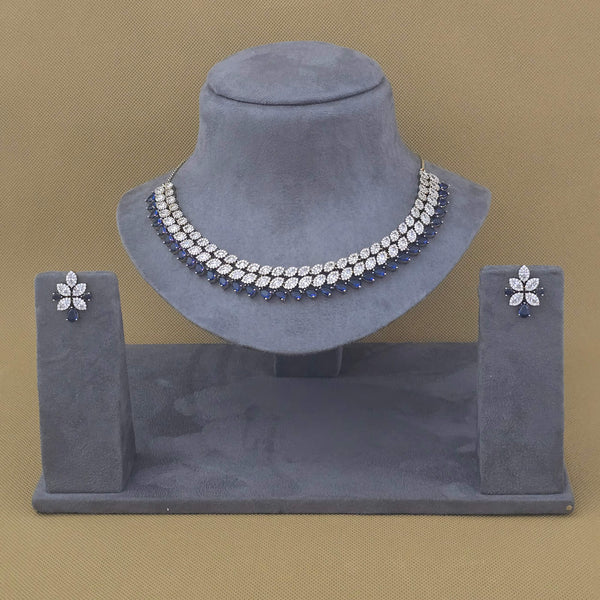 440683 Cz Classic Necklace With Mehndi Plating