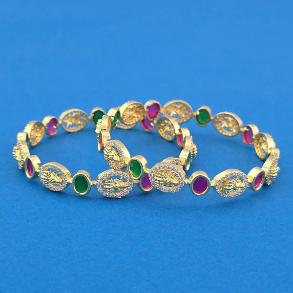 440691 Cubic Zirconia Classic Bangles With 2 Tone Plating