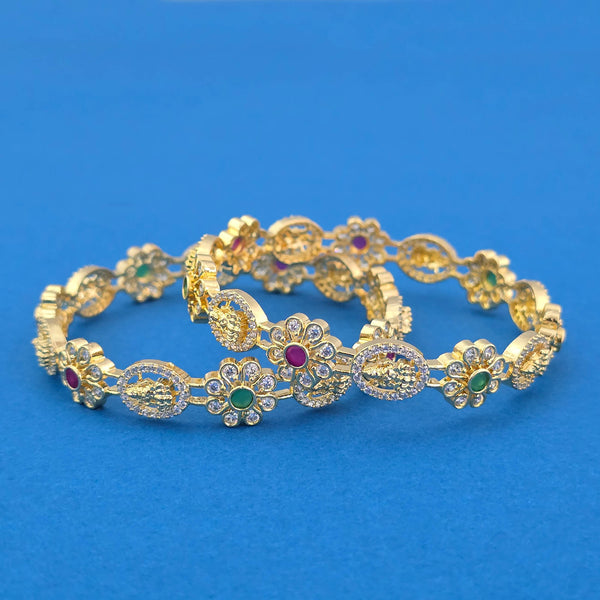 440692 Cubic Zirconia Classic Bangles With 2 Tone Plating