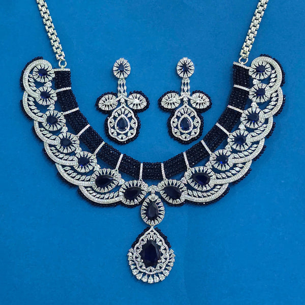 440694 Cz Classic Necklace With Rhodium Plating