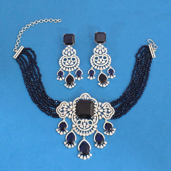 440697 Cz Classic Necklace With Rhodium Plating