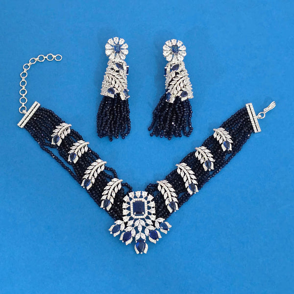 440698 Cz Choker Necklace With Rhodium Plating